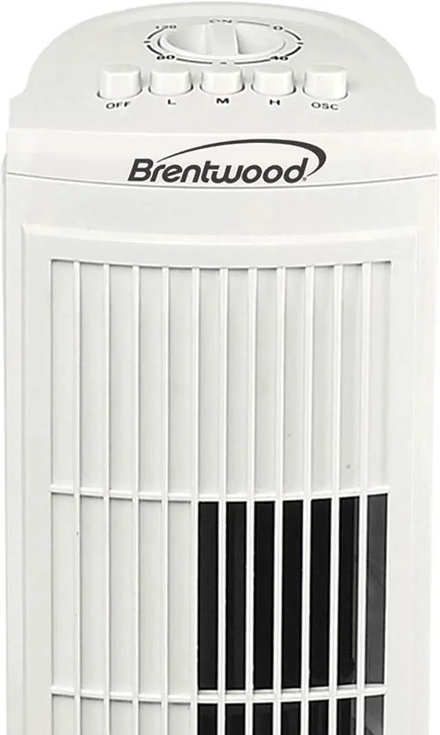 Alt view image 2 of 10 - Brentwood F-30TW 3 Speed 30 Inch Oscillating Silent Operating Tower Fan, White