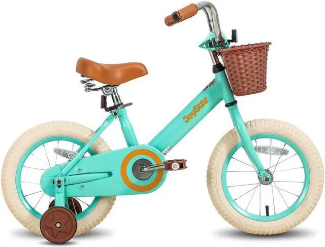 Alt view image 8 of 19 - JOYSTAR Vintage 14 Inch Kids Bike with Basket & Training Wheels for 3-5 Years Old Girls & Boys(GREEN)