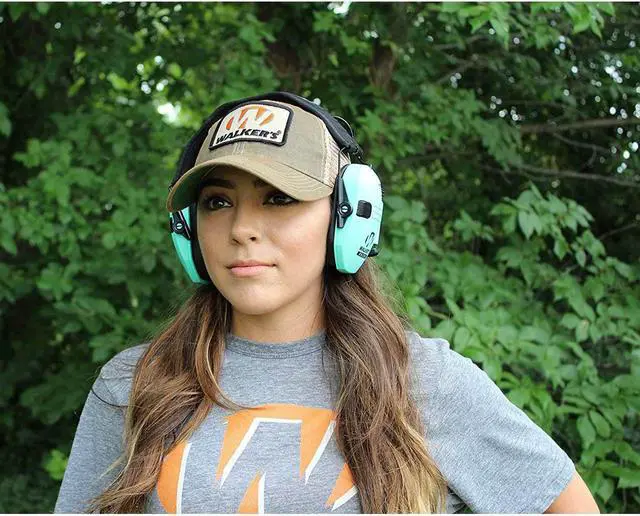 Alt view image 15 of 20 - Walkers Razor Series Slim Lo Profile Ear Muffs Hearing Protection - Light Teal