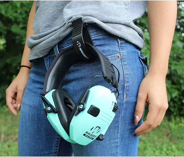 Alt view image 16 of 20 - Walkers Razor Series Slim Lo Profile Ear Muffs Hearing Protection - Light Teal