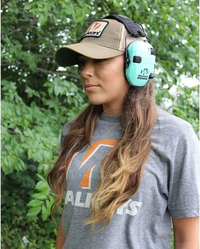 Alt view image 17 of 20 - Walkers Razor Series Slim Lo Profile Ear Muffs Hearing Protection - Light Teal