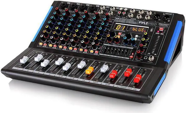Alt view image 3 of 7 - 8channel bluetooth studio audio mixer  dj sound controller interface w/ usb drive for pc recording input, xlr microphone jack, 48v power, rca input/output for professional and beginners  pmxu88bt
