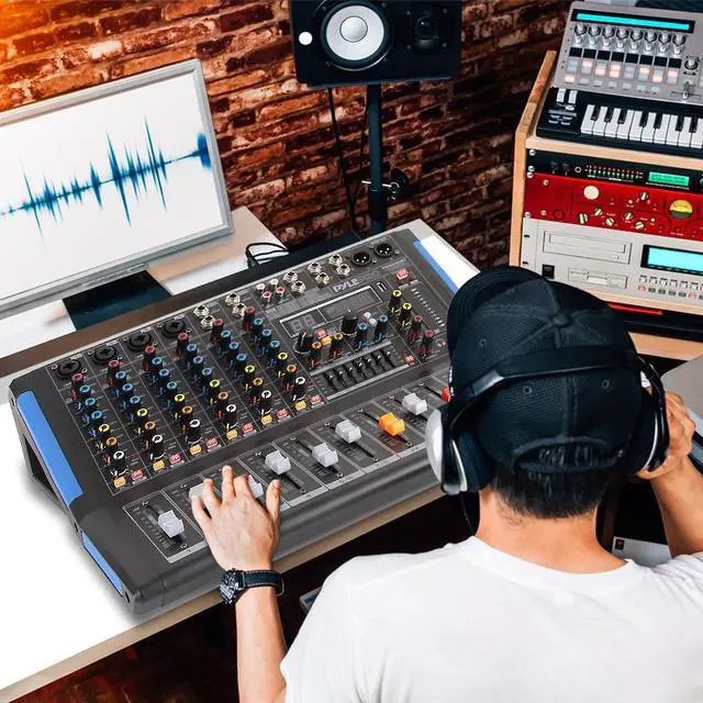 Alt view image 6 of 7 - 8channel bluetooth studio audio mixer  dj sound controller interface w/ usb drive for pc recording input, xlr microphone jack, 48v power, rca input/output for professional and beginners  pmxu88bt