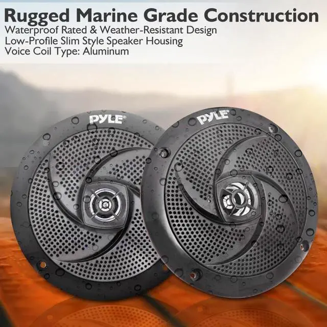 Alt view image 10 of 19 - Pyle PLMRS53BL 5.25 in. Waterproof Rated Marine Speakers with LED lights, Black - 180 Watt