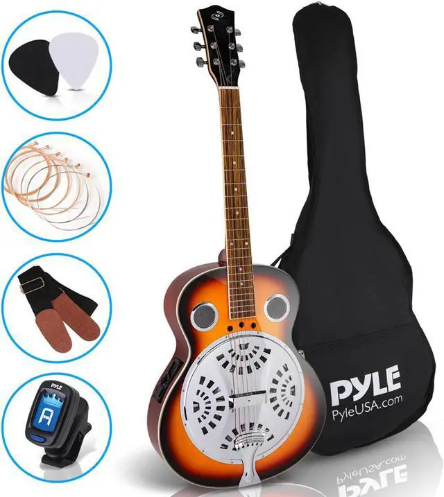 Main image of Pyle Full Scale Resophonic 6 String Resonator Acoustic Guitar with Accessory Kit