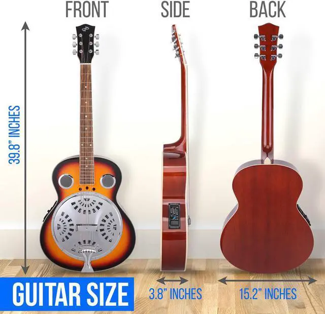 Alt view image 3 of 7 - Pyle Full Scale Resophonic 6 String Resonator Acoustic Guitar with Accessory Kit