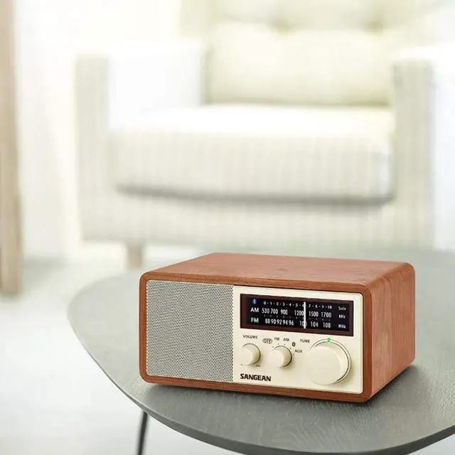 Alt view image 11 of 12 - Sangean WR-16 AM/FM Bluetooth Wooden Cabinet Radio