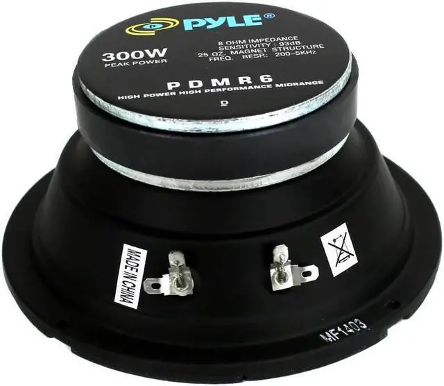 Alt view image 4 of 9 - Pyle PDMR6 6.5" 300W 8 Ohm Car Mid Bass MidRange Woofer Audio Speaker, Black