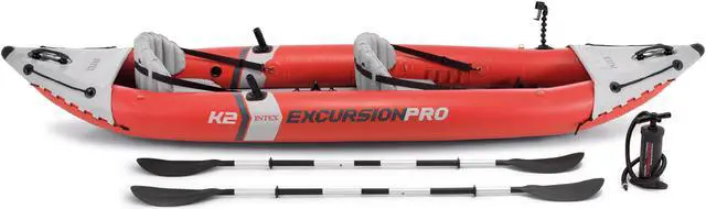 Alt view image 4 of 7 - Intex Excursion Pro Inflatable 2 Person Vinyl Kayak with 2 Oars and Pump, Red