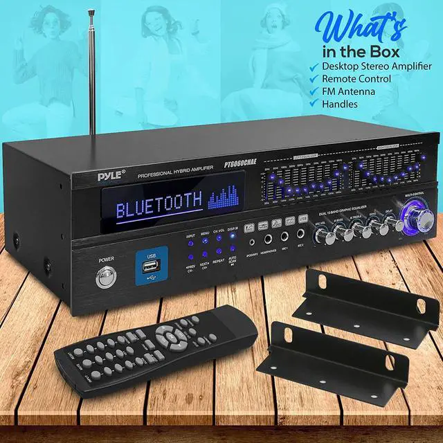 Alt view image 18 of 20 - FCH 6-Channel Bluetooth Hybrid Home Amplifier,2000W Home Audio Rack Mount Stereo Power Amplifier Receiver w/Radio, USB/AUX/RCA/Mic, Optical/Coaxial, AC-3, DVD Inputs, Dual 10 Band EQ