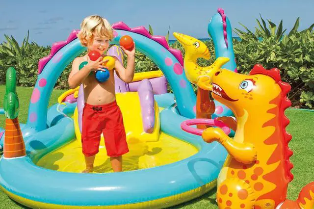 Alt view image 5 of 7 - Intex Kids Inflatable Dinoland Play Center Slide Pool And Games
