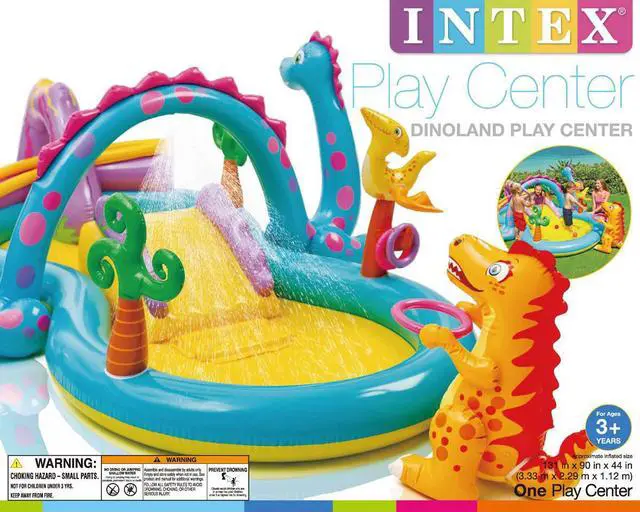Alt view image 7 of 7 - Intex Kids Inflatable Dinoland Play Center Slide Pool And Games