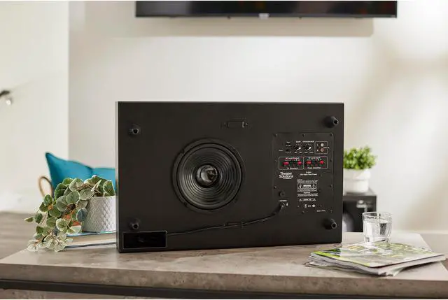 Alt view image 6 of 13 - Theater Solutions by Goldwood 250 Watt 8 Inch Slim Home Theater Subwoofer, Black