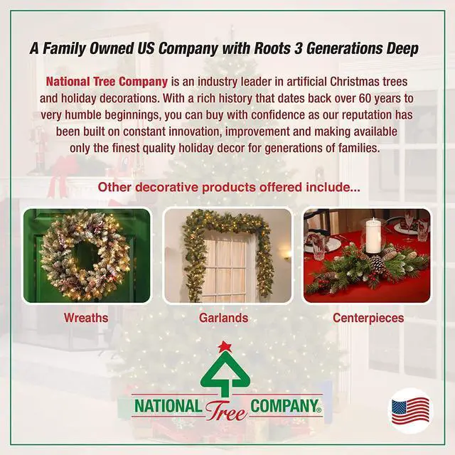 Alt view image 5 of 8 - National Tree Company DUWH75LO 9 ft. Pre-Lit Dunhill Fir White Tree - 59" x 59" x 90" - White Tree, White Tree Stand