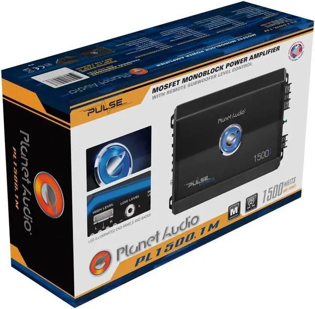 Alt view image 5 of 9 - Planet Audio Pulse 1500W Monoblock Class AB MOSFET Amplifier w/ Remote PL1500.1M