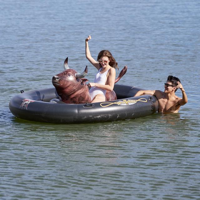 Alt view image 10 of 11 - Intex PBR Inflatabull Bull-Riding Giant Inflatable Swimming Pool Lake Fun Float