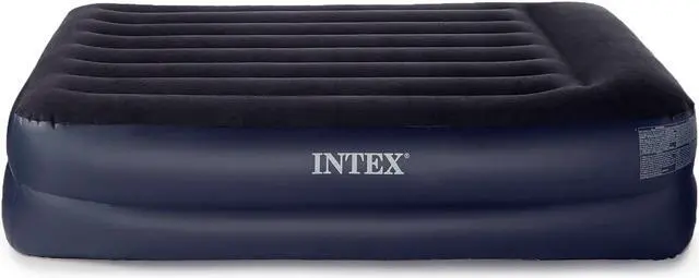 Alt view image 2 of 7 - Intex Dura-Beam Pillow Rest Fiber Tech Air Mattress Bed w/ Built In Pump, Queen