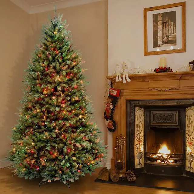 Alt view image 6 of 8 - National Tree Company 7.5 Foot Pre-Lit Dunhill Fir Tree - 9" x 59" x 90" - Green Tree, Green Tree Stand