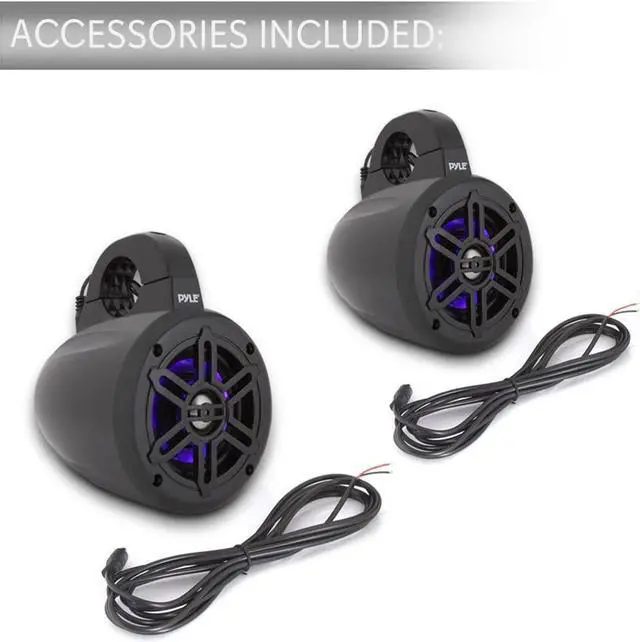 Alt view image 14 of 17 - Pyle 4 Inch 300 Watt Waterproof Marine Tower Speaker System w/ LED Lights, Pair