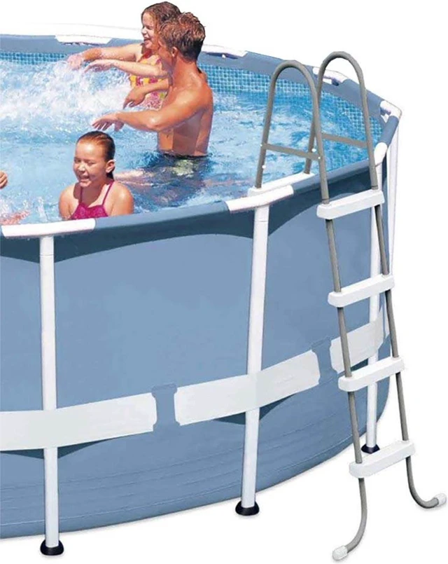Alt view image 12 of 12 - Intex Steel Frame Above Ground Swimming Pool Ladder for 48 Inch High Wall Pools