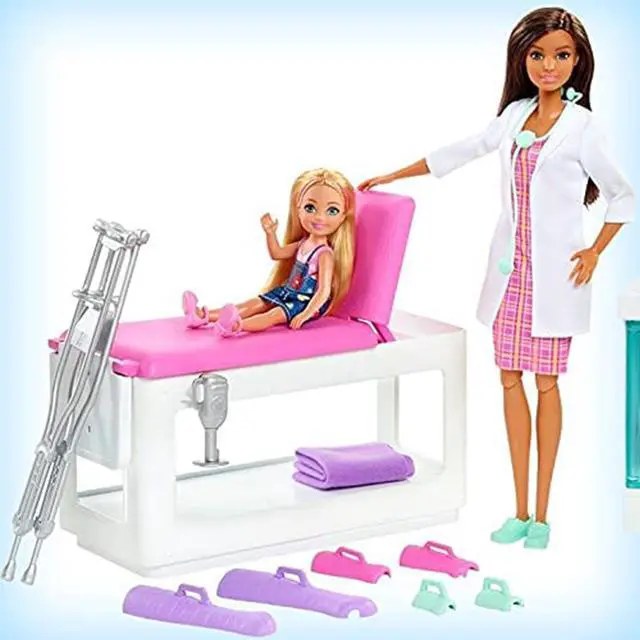 Alt view image 4 of 6 - Barbie Fast Cast Clinic Playset with Brunette Barbie Doctor Doll, 4 Play Areas
