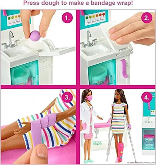 Alt view image 5 of 6 - Barbie Fast Cast Clinic Playset with Brunette Barbie Doctor Doll, 4 Play Areas