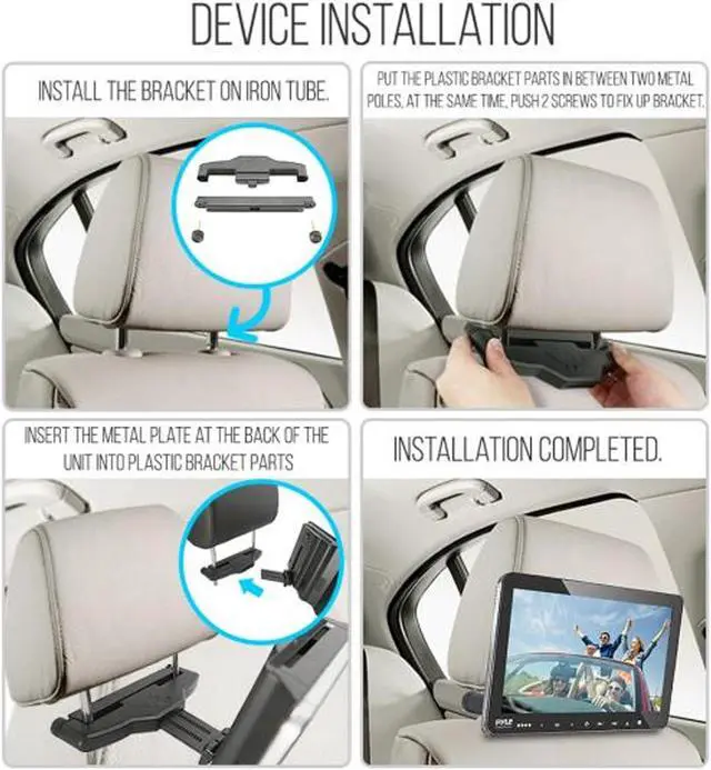 Alt view image 7 of 10 - universal car headrest mount monitor  10.5 inch vehicle multimedia cd dvd player  smart audio video entertainment system w/hdmi & hires tv lcd screen  includes mounting bracket  pyle plhrdvd103