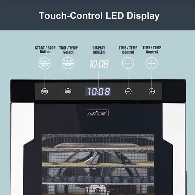 Alt view image 12 of 13 - NutriChef NCFD10S 10 Shelf 900W Kitchen Countertop Food Dehydrator with Timer