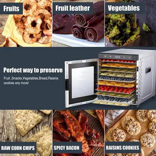 Alt view image 13 of 13 - NutriChef NCFD10S 10 Shelf 900W Kitchen Countertop Food Dehydrator with Timer