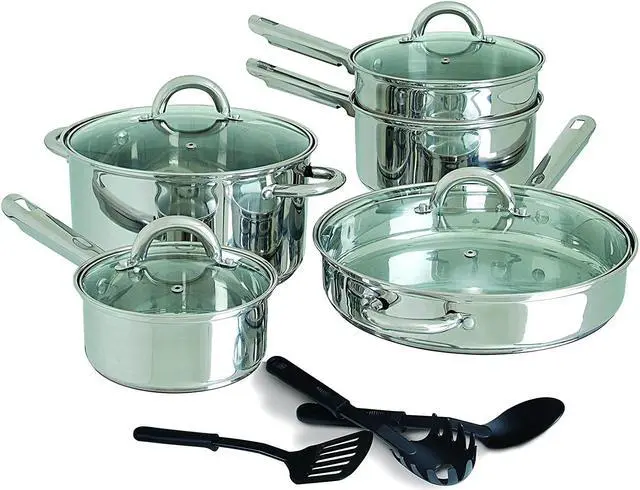 Alt view image 3 of 9 - Gibson 64208.12 12 Piece Stainless Cookware Set