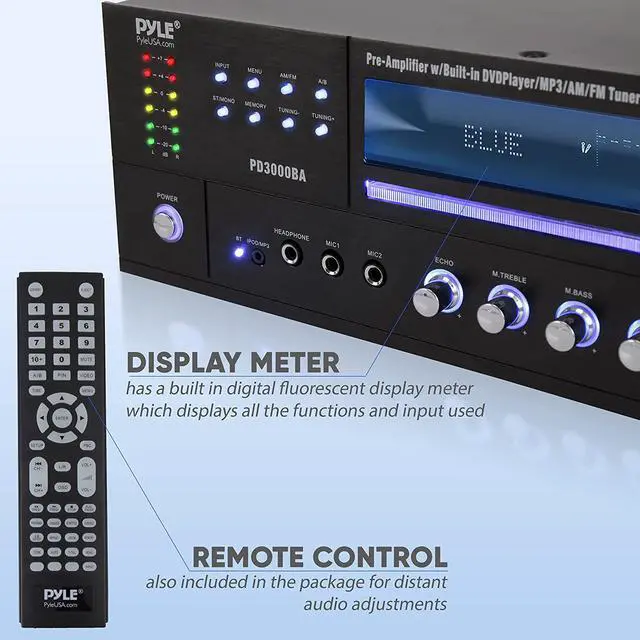 Alt view image 6 of 8 - Pyle PD3000BA Home Theater Preamplifier Bluetooth Audio & Video Stereo Receiver