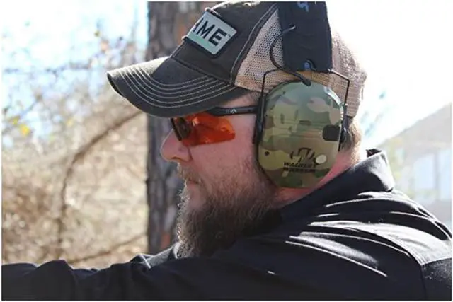 Alt view image 7 of 7 - Walkers Razor Slim Shooter Folding Electronic Ear Muff, 23 dB NRR, Multicam Camo
