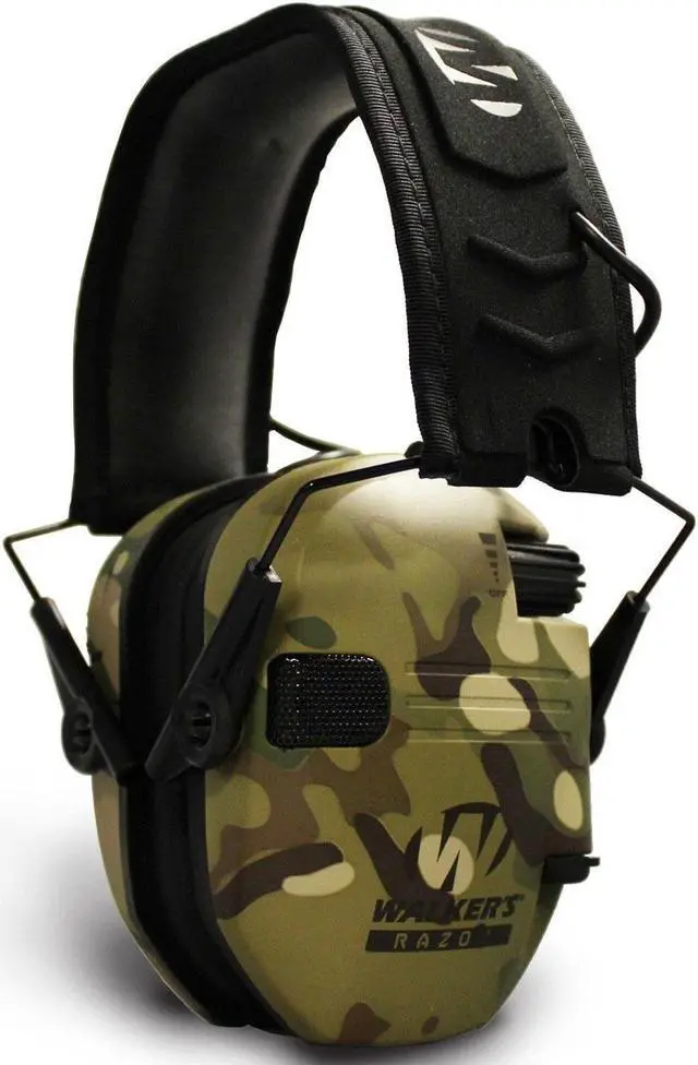 Alt view image 3 of 7 - Walkers Razor Slim Shooter Folding Electronic Ear Muff, 23 dB NRR, Multicam Camo
