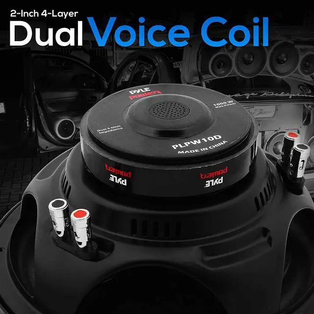 Alt view image 19 of 20 - PYLE PLPW10D Pyle 10 Woofer 500W RMS/1000W Max Dual 4 Ohm Voice Coils
