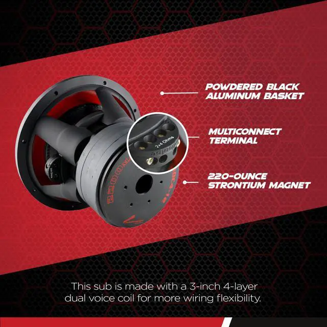Alt view image 14 of 20 - AudioPipe TXX-BDC4-12 12 Inch 2,200 Watt Dual 4 Ohm Car Speaker Subwoofer, Black