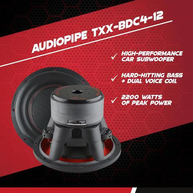 Alt view image 13 of 20 - AudioPipe TXX-BDC4-12 12 Inch 2,200 Watt Dual 4 Ohm Car Speaker Subwoofer, Black
