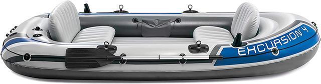 Alt view image 5 of 7 - Intex Excursion 4 Person Inflatable Rafting and Fishing Boat Set with 2 Oars