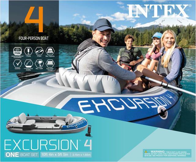 Alt view image 6 of 7 - Intex Excursion 4 Person Inflatable Rafting and Fishing Boat Set with 2 Oars