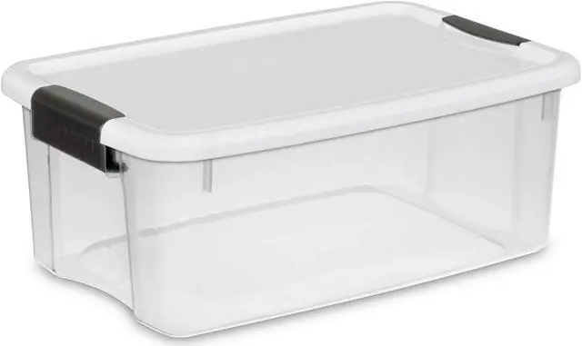 Alt view image 6 of 12 - STERILITE 19849806 Clear/White Storage Tote 18 1/8 in x 12 1/4 in x 7 in H, 1 PK