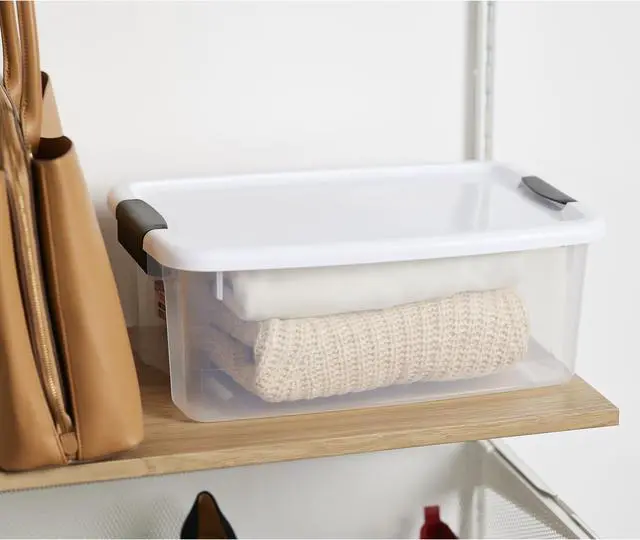 Alt view image 11 of 12 - STERILITE 19849806 Clear/White Storage Tote 18 1/8 in x 12 1/4 in x 7 in H, 1 PK