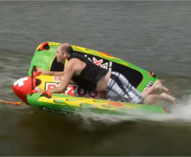 Alt view image 6 of 7 - WOW Watersports 13-1010 Big Bazooka Steerable 1 to 4 Person Towable Tube, Green