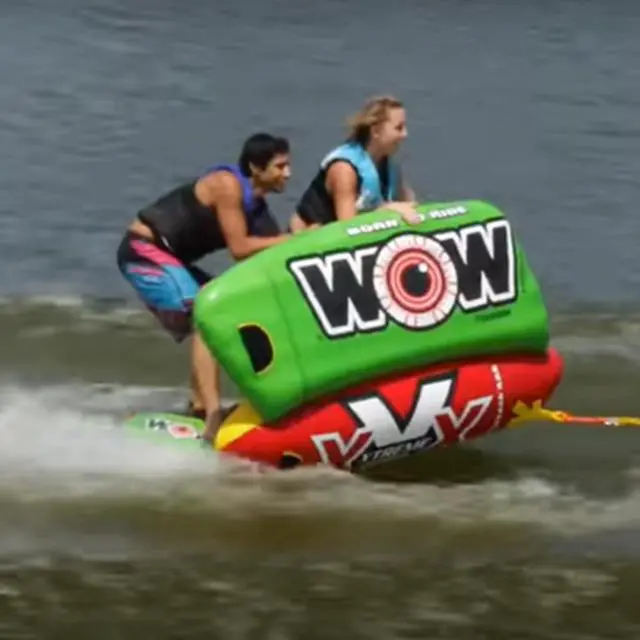 Alt view image 7 of 7 - WOW Watersports 13-1010 Big Bazooka Steerable 1 to 4 Person Towable Tube, Green