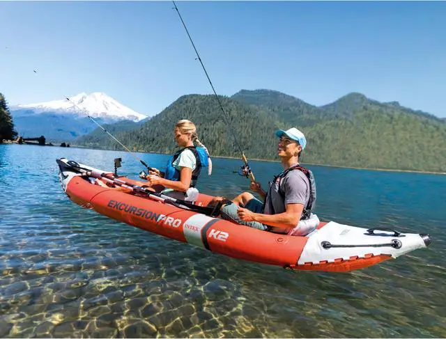 Alt view image 2 of 7 - Intex Excursion Pro Inflatable 2 Person Vinyl Kayak with 2 Oars and Pump, Red