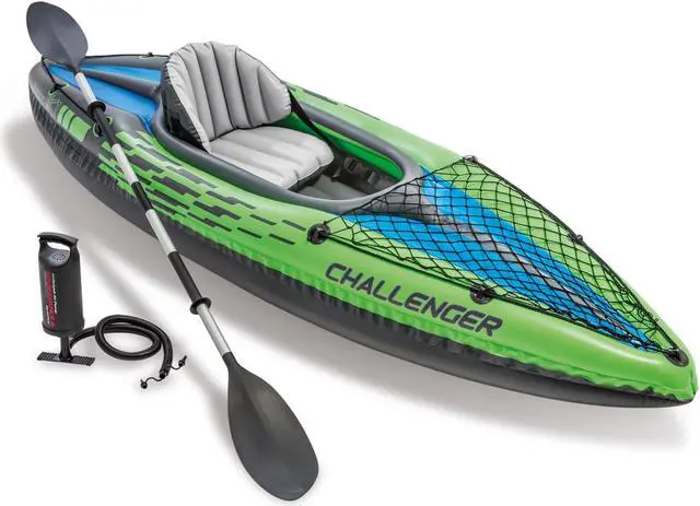 Alt view image 10 of 14 - Intex Challenger K1 Inflatable Single Person Kayak Set and Accessory Kit w/ Pump