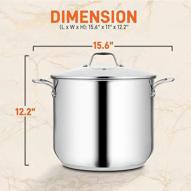 Alt view image 2 of 13 - NutriChef Heavy Duty 15 Quart Stainless Steel Stock Pot with Handles and Lid