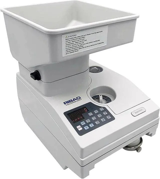 Alt view image 8 of 14 - Ribao HCS-3500AH Coin Counter, Heavy Duty Bank Grade Anti-Jam Coin Sorter with Motorized Hopper, Two-Year