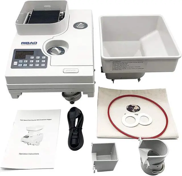 Alt view image 10 of 14 - Ribao HCS-3500AH Coin Counter, Heavy Duty Bank Grade Anti-Jam Coin Sorter with Motorized Hopper, Two-Year
