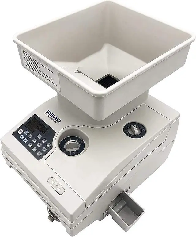 Alt view image 9 of 14 - Ribao HCS-3500AH Coin Counter, Heavy Duty Bank Grade Anti-Jam Coin Sorter with Motorized Hopper, Two-Year
