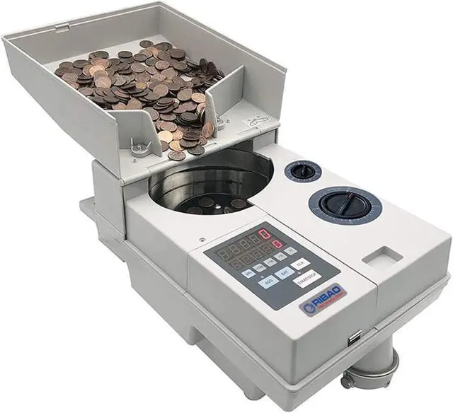 Alt view image 8 of 14 - Ribao CS-10S High Speed Portable Coin Counter and Sorter, 1800 Coins per Minute Counting Speed, 2000 Coins Hopper Capacity, Suitable for International Coins and Tokens