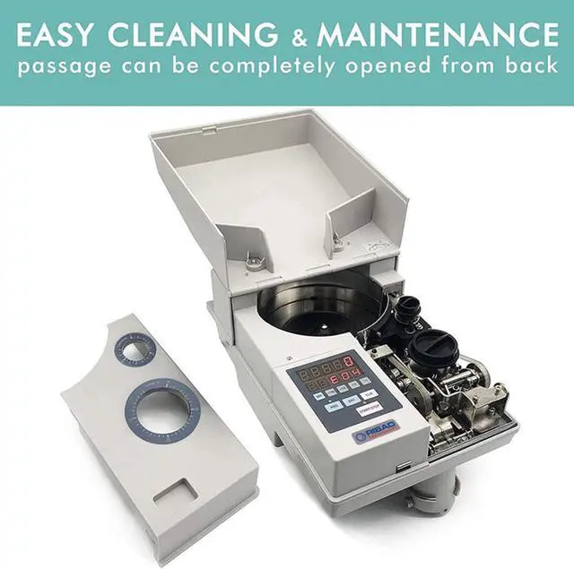 Alt view image 10 of 14 - Ribao CS-10S High Speed Portable Coin Counter and Sorter, 1800 Coins per Minute Counting Speed, 2000 Coins Hopper Capacity, Suitable for International Coins and Tokens